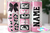 Cheer Glitter 20 oz Skinny Tumbler png Design - Light Pink and Black