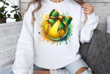 Softball with Green and Gold Bow | PNG File