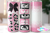 Cheer Glitter 20 oz Skinny Tumbler png Design - Light Pink and Black