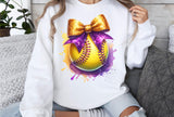 Softball with Purple and Gold Bow | PNG File