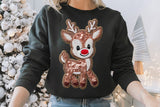 Faux Embroidery Reindeer | Christmas Sublimation PNG