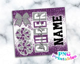 Cheer Glitter 20 oz Skinny Tumbler png Design -  Purple and Silver