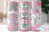 Cheer Glitter 20 oz Skinny Tumbler png Design - Light Pink and Silver