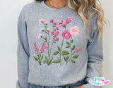 Faux Embroidery Pink Wildflower Pocket | PNG Sublimation File