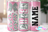 Cheer Glitter 20 oz Skinny Tumbler png Design - Light Pink and Silver