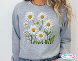 Faux Embroidery Daisies | PNG Sublimation File
