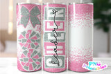 Cheer Glitter 20 oz Skinny Tumbler png Design - Light Pink and Silver