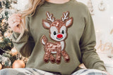 Faux Embroidery Reindeer | Christmas Sublimation PNG