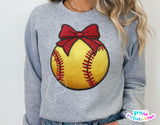 Faux Embroidered Softball | PNG Sublimation File