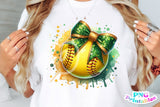 Softball with Green and Gold Bow | PNG File