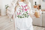 Faux Embroidery Pink Wildflower Pocket | PNG Sublimation File