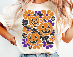 Retro Floral Jack o' Lanterns | Halloween SVG Cut File