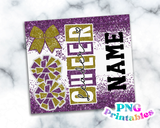 Cheer Glitter 20 oz Skinny Tumbler png Design -  Purple and Gold