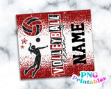 Volleyball Glitter 20 oz Skinny Tumbler png Design -  Red and Black