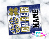 Cheer Glitter 20 oz Skinny Tumbler png Design - Blue and Gold