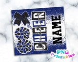 Cheer Glitter 20 oz Skinny Tumbler png Design - Blue and Black