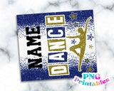 Dance Glitter 20 oz Skinny Tumbler Royal Blue and Gold | PNG Sublimation File
