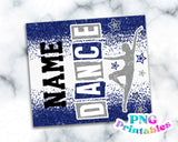 Dance Glitter 20 oz Skinny Tumbler Royal Blue and Silver | PNG Sublimation File