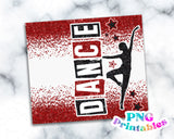 Dance Glitter 20 oz Skinny Tumbler Red and Black | PNG Sublimation File