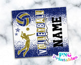 Volleyball Glitter 20 oz Skinny Tumbler png Design - Blue and Gold