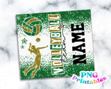 Volleyball Glitter 20 oz Skinny Tumbler png Design -  Green and Gold