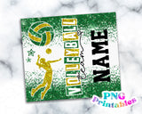 Volleyball Glitter 20 oz Skinny Tumbler png Design -  Green and Yellow