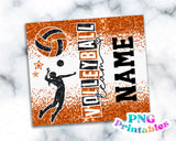 Volleyball Glitter 20 oz Skinny Tumbler png Design - Orange and Black