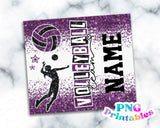 Volleyball Glitter 20 oz Skinny Tumbler png Design - Purple and Black