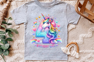 Birthday Girl Fourth Birthday Unicorn | PNG Print File