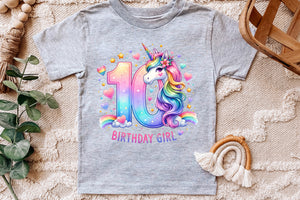 Birthday Girl Tenth Birthday Unicorn | PNG Print File