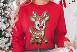 Faux Embroidery Reindeer | Christmas Sublimation PNG
