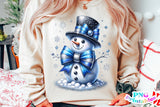 Blue Glitter Snowman | Sublimation PNG