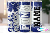 Poms Glitter 20 oz Skinny Tumbler png Design -  Blue and Silver