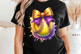 Softball with Purple and Gold Bow | PNG File