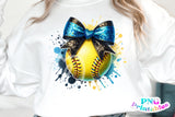 Softball with Blue and Black Bow | PNG File