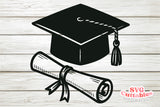 Graduation Cap and Diploma | SVG Cut File