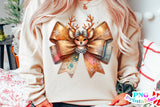 Glitter Reindeer Bow | Sublimation PNG