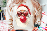 Retro Santa Blowing Bubble | Sublimation PNG