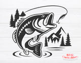 Bass Fishing Scene | Fishing SVG Cut File
