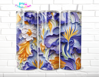 Iris 3D Floral 20 oz Skinny Tumbler - Sublimation Tumbler Wrap PNG