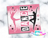 Dance Glitter 20 oz Skinny Tumbler Pink and Black | PNG Sublimation File