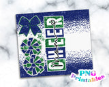 Cheer Mom Glitter 20 oz Skinny Tumbler png Design - Royal Blue and Green