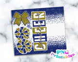 Cheer Glitter 20 oz Skinny Tumbler png Design - Blue and Gold