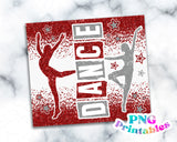 Dance Glitter 20 oz Skinny Tumbler Red and Silver | PNG Sublimation File