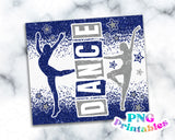 Dance Glitter 20 oz Skinny Tumbler Royal Blue and Silver | PNG Sublimation File