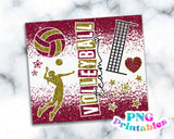 Volleyball Glitter 20 oz Skinny Tumbler png Design - Maroon and Gold