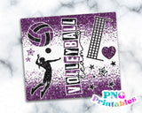 Volleyball Glitter 20 oz Skinny Tumbler png Design - Purple and Black