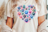 Paw Prints Heart | PNG Sublimation File