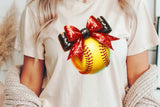 Softball with Red and Black Bow | PNG File