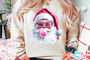 Retro Santa Blowing Bubble | Sublimation PNG